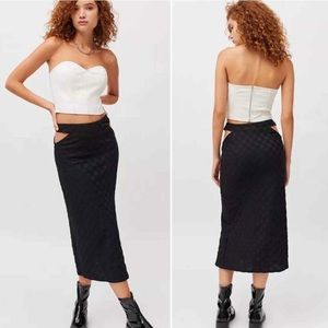 UO Delia V-Strap Knit Midi Skirt